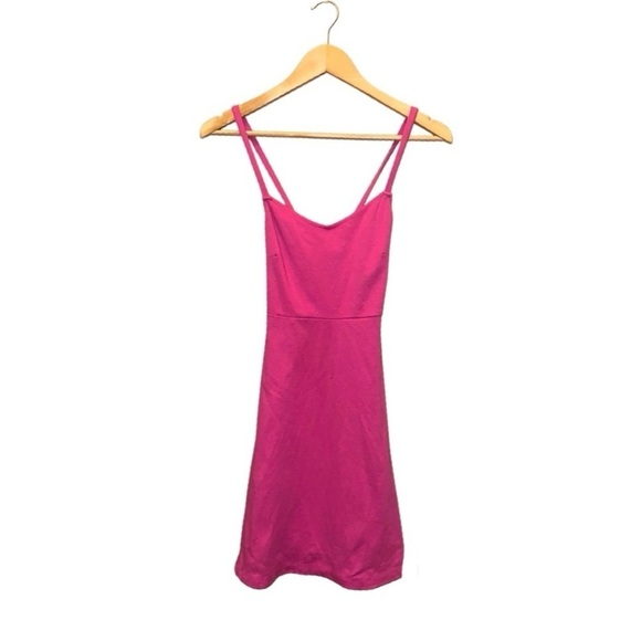 OLD NAVY Pink Fit & Flare Strap Dress Knit Cami Smock Back Criss-Cross Womens XS - Picture 13 of 13